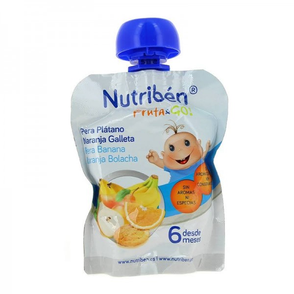 nutriben fruta go pera platano naranja y galleta 90 gr