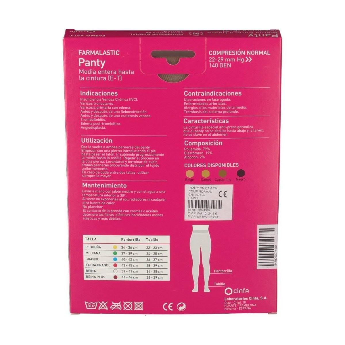 farmalastic panty compresion normal camel t media