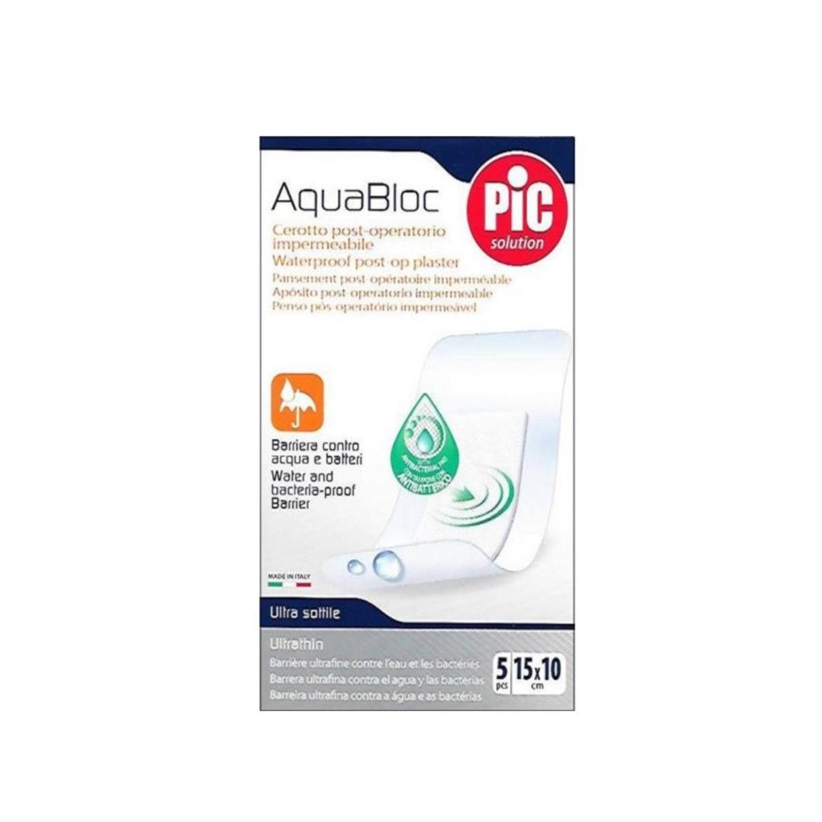pic aquabloc aposito post operatorio impermeable 15x10cm 5 unidades