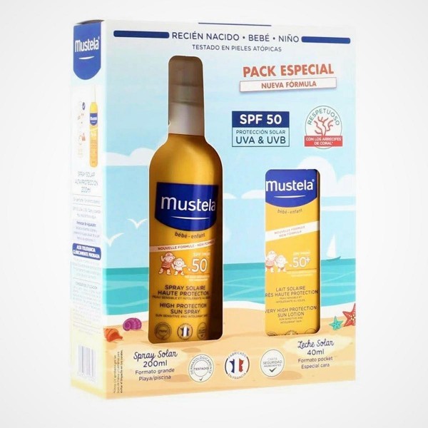 MUSTELA Spray Solar Bebés SPF50 (200ml) + Crema Solar Facial SPF50+ (40ml)