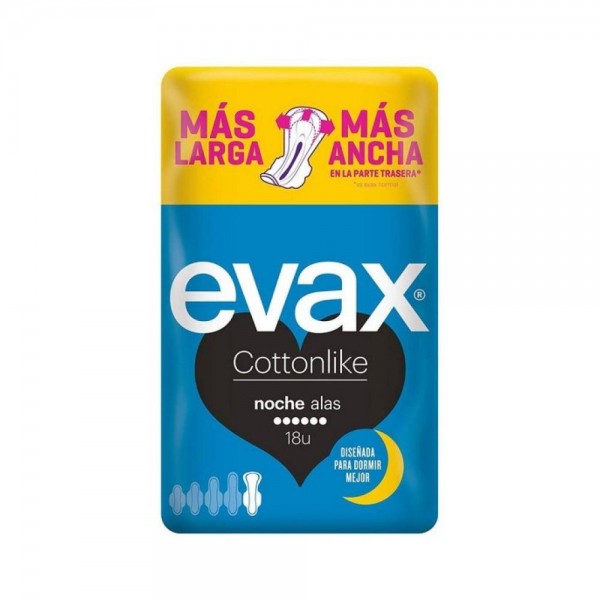 evax compresas cottonlike alas noche 18 u